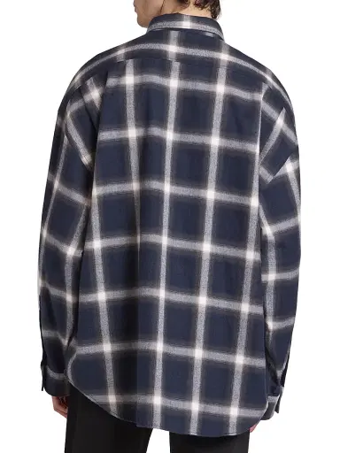 Acne Studios Men's Flannel Check Cotton Shirt - Navy Multi | Thumbnail 5 Acne Studios Men's Flannel Check Cotton Shirt - Navy Multi | Thumbnail 5