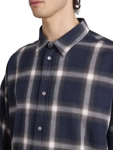 Acne Studios Men's Flannel Check Cotton Shirt - Navy Multi | Thumbnail 6 Acne Studios Men's Flannel Check Cotton Shirt - Navy Multi | Thumbnail 6