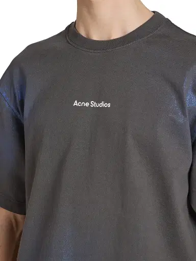 Acne Studios Men's Exford Foil Stamp Cotton T-Shirt - Blue Khaki | Thumbnail 6 Acne Studios Men's Exford Foil Stamp Cotton T-Shirt - Blue Khaki | Thumbnail 6