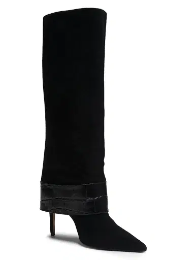 Schutz Women's Beatrix Suede Foldover Boots - Black | Thumbnail 2 Schutz Women's Beatrix Suede Foldover Boots - Black | Thumbnail 2