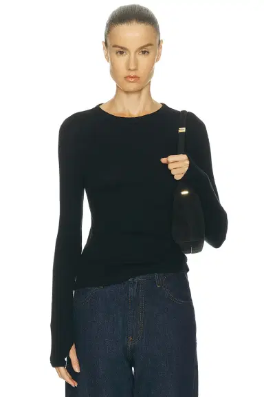 Enza Costa Cashmere New Classic Long Sleeve Crewneck Top | Thumbnail 1 Enza Costa Cashmere New Classic Long Sleeve Crewneck Top | Thumbnail 1
