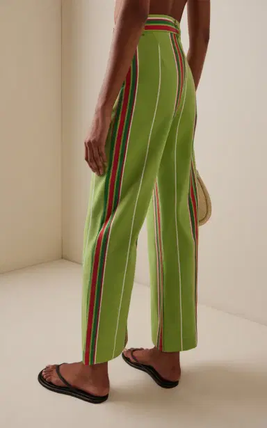 LA VESTE Exclusive Riviera Pippi Striped Cotton Pants - Green | Thumbnail 8 LA VESTE Exclusive Riviera Pippi Striped Cotton Pants - Green | Thumbnail 8