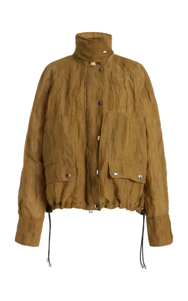 Brandon Maxwell The Harper Metallic Organza Balloon Jacket - Tan