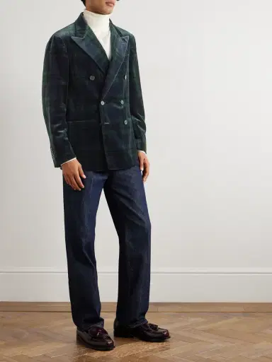 Polo Ralph Lauren Double-Breasted Checked Cotton-Velvet Blazer - Men | Thumbnail 2 Polo Ralph Lauren Double-Breasted Checked Cotton-Velvet Blazer - Men | Thumbnail 2