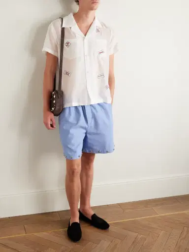 BODE On Air Convertible-Collar Embroidered Cotton and Silk-Blend Voile Shirt - Men | Thumbnail 2 BODE On Air Convertible-Collar Embroidered Cotton and Silk-Blend Voile Shirt - Men | Thumbnail 2