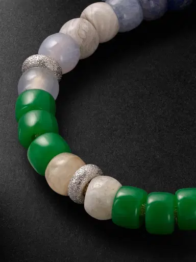 Carolina Bucci Montauk Forte 18-Karat White and Blackened Gold Multi-Stone Beaded Bracelet - Men | Thumbnail 4 Carolina Bucci Montauk Forte 18-Karat White and Blackened Gold Multi-Stone Beaded Bracelet - Men | Thumbnail 4