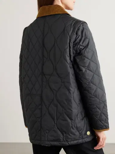 Barbour Lorrie Convertible Corduroy-trimmed Quilted Shell Jacket | Thumbnail 4 Barbour Lorrie Convertible Corduroy-trimmed Quilted Shell Jacket | Thumbnail 4