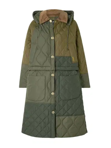 Barbour Lilian Hooded Convertible Corduroy-trimmed Quilted Recycled-shell Coat | Thumbnail 1 Barbour Lilian Hooded Convertible Corduroy-trimmed Quilted Recycled-shell Coat | Thumbnail 1