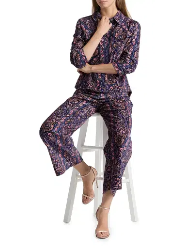 Cinq à Sept Women's Canyon Paisley Velveteen Jacket - Indigo Multi | Thumbnail 2 Cinq à Sept Women's Canyon Paisley Velveteen Jacket - Indigo Multi | Thumbnail 2