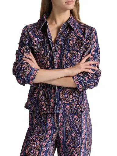 Cinq à Sept Women's Canyon Paisley Velveteen Jacket - Indigo Multi | Thumbnail 3 Cinq à Sept Women's Canyon Paisley Velveteen Jacket - Indigo Multi | Thumbnail 3