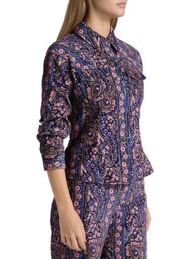 Cinq à Sept Women's Canyon Paisley Velveteen Jacket - Indigo Multi | Thumbnail 4 Cinq à Sept Women's Canyon Paisley Velveteen Jacket - Indigo Multi | Thumbnail 4