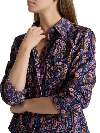 Cinq à Sept Women's Canyon Paisley Velveteen Jacket - Indigo Multi | Thumbnail 6 Cinq à Sept Women's Canyon Paisley Velveteen Jacket - Indigo Multi | Thumbnail 6