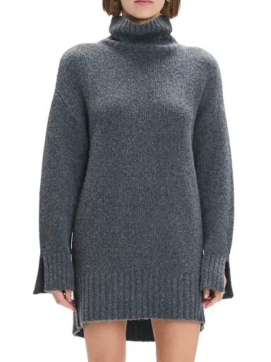 Favorite Daughter Women's The St. James Wool-Blend Turtleneck Minidress - London Fog - Size XL | Thumbnail 4 Favorite Daughter Women's The St. James Wool-Blend Turtleneck Minidress - London Fog - Size XL | Thumbnail 4