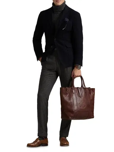 Polo Ralph Lauren Men's Heritage Leather Tote Bag - British Tan | Thumbnail 2 Polo Ralph Lauren Men's Heritage Leather Tote Bag - British Tan | Thumbnail 2