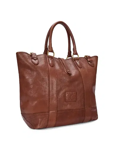 Polo Ralph Lauren Men's Heritage Leather Tote Bag - British Tan | Thumbnail 4 Polo Ralph Lauren Men's Heritage Leather Tote Bag - British Tan | Thumbnail 4