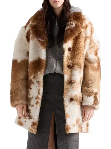 Prada Women's Shearling Coat - White Multi | Thumbnail 2 Prada Women's Shearling Coat - White Multi | Thumbnail 2