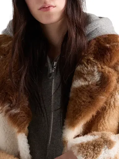 Prada Women's Shearling Coat - White Multi | Thumbnail 5 Prada Women's Shearling Coat - White Multi | Thumbnail 5