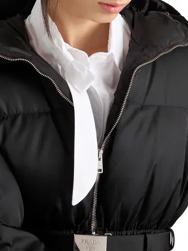 Prada Women's Re-Nylon Hooded Down Jacket - Black - Size 12 | Thumbnail 5 Prada Women's Re-Nylon Hooded Down Jacket - Black - Size 12 | Thumbnail 5