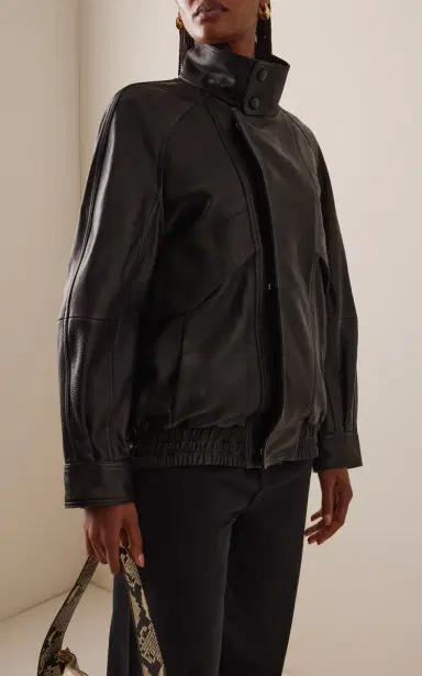 Nour Hammour Ariste Leather Bomber Jacket | Thumbnail 3 Nour Hammour Ariste Leather Bomber Jacket | Thumbnail 3