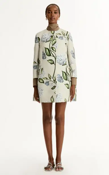 Oscar de la Renta Porcelain Flowers Short Faille Coat | Thumbnail 11 Oscar de la Renta Porcelain Flowers Short Faille Coat | Thumbnail 11
