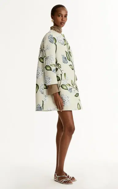 Oscar de la Renta Porcelain Flowers Short Faille Coat | Thumbnail 12 Oscar de la Renta Porcelain Flowers Short Faille Coat | Thumbnail 12