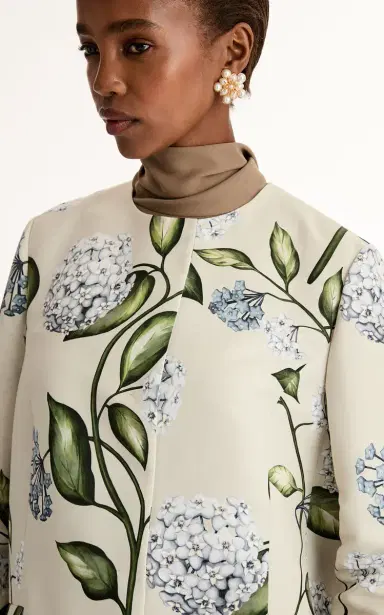 Oscar de la Renta Porcelain Flowers Short Faille Coat | Thumbnail 13 Oscar de la Renta Porcelain Flowers Short Faille Coat | Thumbnail 13