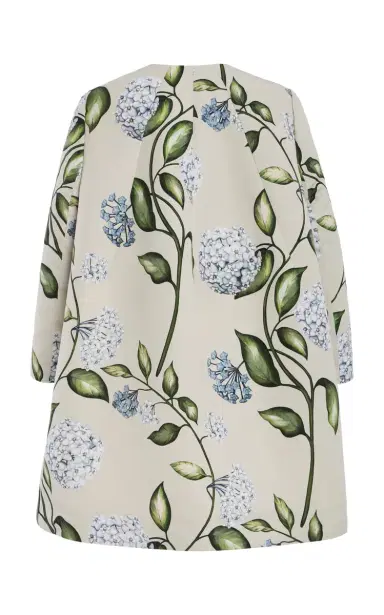 Oscar de la Renta Porcelain Flowers Short Faille Coat | Thumbnail 3 Oscar de la Renta Porcelain Flowers Short Faille Coat | Thumbnail 3