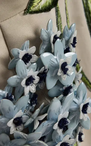 Oscar de la Renta Porcelain Flowers Embellished Faille Mini Dress | Thumbnail 6 Oscar de la Renta Porcelain Flowers Embellished Faille Mini Dress | Thumbnail 6