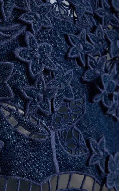 Oscar de la Renta Embroidered Denim Mini Dress | Thumbnail 7 Oscar de la Renta Embroidered Denim Mini Dress | Thumbnail 7
