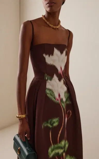 Oscar de la Renta Cyclamen Faille Midi Dress | Thumbnail 3 Oscar de la Renta Cyclamen Faille Midi Dress | Thumbnail 3