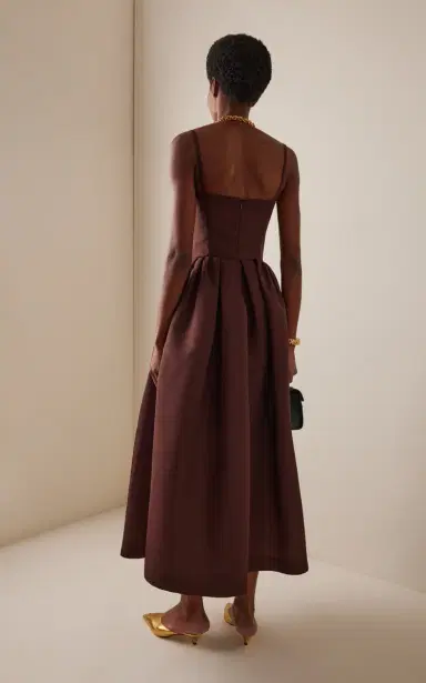 Oscar de la Renta Cyclamen Faille Midi Dress | Thumbnail 4 Oscar de la Renta Cyclamen Faille Midi Dress | Thumbnail 4