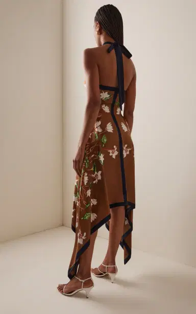 Oscar de la Renta Cyclamen Silk Halter Midi Dress | Thumbnail 4 Oscar de la Renta Cyclamen Silk Halter Midi Dress | Thumbnail 4