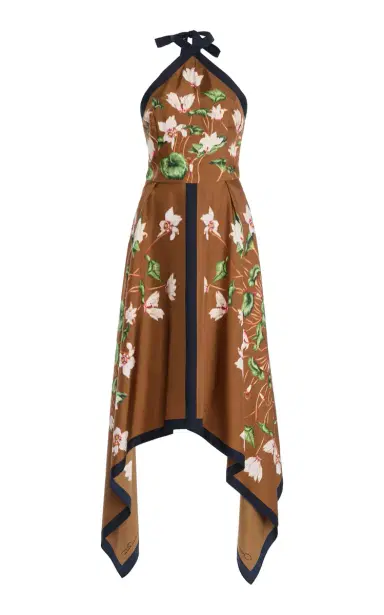 Oscar de la Renta Cyclamen Silk Halter Midi Dress | Thumbnail 7 Oscar de la Renta Cyclamen Silk Halter Midi Dress | Thumbnail 7