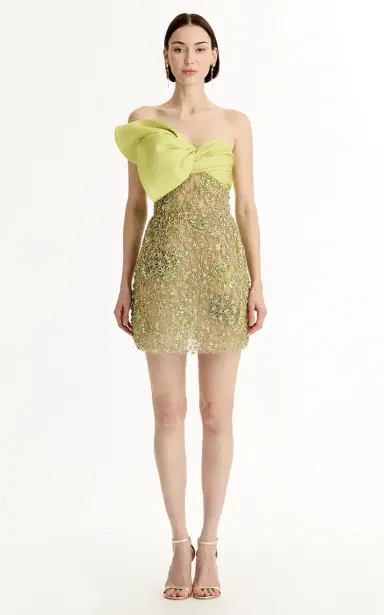 Oscar de la Renta Bow-Detailed Silk Cocktail Mini Dress | Thumbnail 2 Oscar de la Renta Bow-Detailed Silk Cocktail Mini Dress | Thumbnail 2