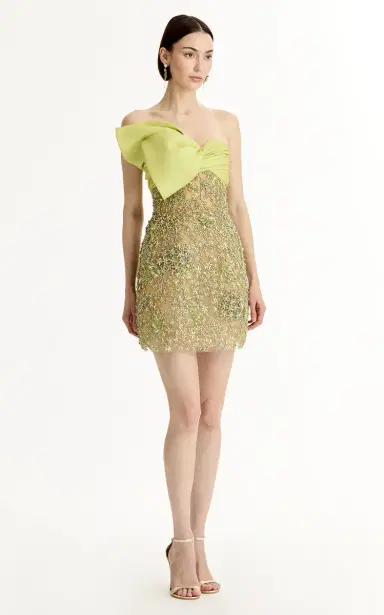 Oscar de la Renta Bow-Detailed Silk Cocktail Mini Dress | Thumbnail 3 Oscar de la Renta Bow-Detailed Silk Cocktail Mini Dress | Thumbnail 3