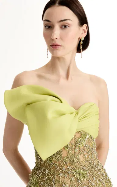 Oscar de la Renta Bow-Detailed Silk Cocktail Mini Dress | Thumbnail 4 Oscar de la Renta Bow-Detailed Silk Cocktail Mini Dress | Thumbnail 4
