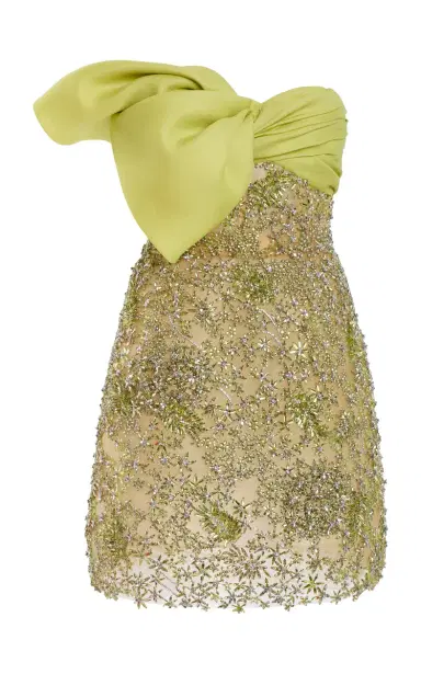Oscar de la Renta Bow-Detailed Silk Cocktail Mini Dress | Thumbnail 1 Oscar de la Renta Bow-Detailed Silk Cocktail Mini Dress | Thumbnail 1