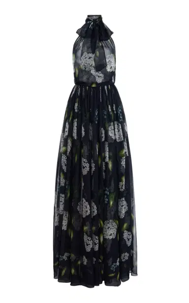 Oscar de la Renta Porcelain Flowers Silk Chiffon Halter Gown | Thumbnail 7 Oscar de la Renta Porcelain Flowers Silk Chiffon Halter Gown | Thumbnail 7