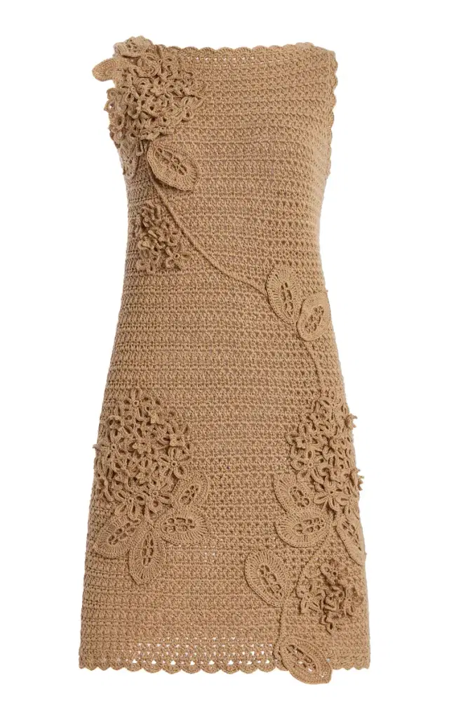 Floral Crocheted Cotton Mini Dress Floral Crocheted Cotton Mini Dress