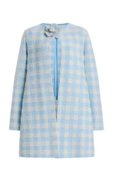 Oscar de la Renta Flower-Detailed Gingham Coat | Thumbnail 9 Oscar de la Renta Flower-Detailed Gingham Coat | Thumbnail 9