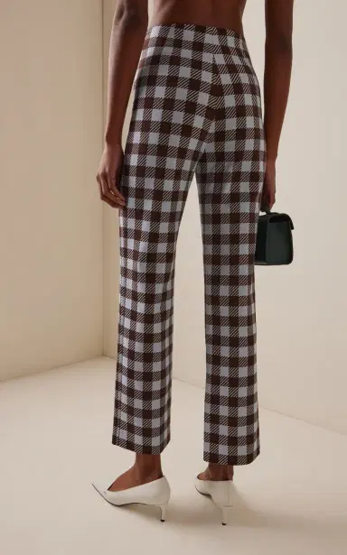 Oscar de la Renta Gingham Wool-Blend Wide-Leg Pants | Thumbnail 4 Oscar de la Renta Gingham Wool-Blend Wide-Leg Pants | Thumbnail 4