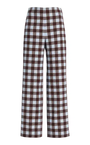 Oscar de la Renta Gingham Wool-Blend Wide-Leg Pants | Thumbnail 1 Oscar de la Renta Gingham Wool-Blend Wide-Leg Pants | Thumbnail 1