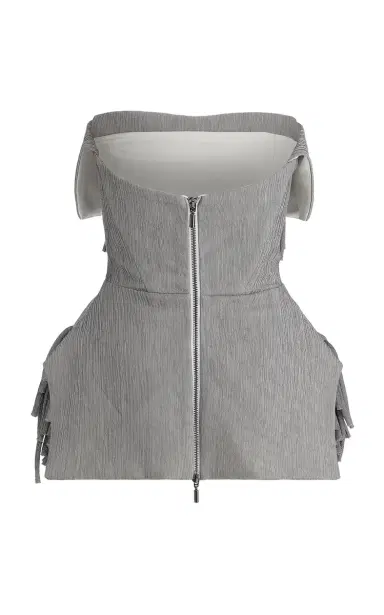Maticevski Utility Fringed Crinkled Crepe Strapless Peplum Top | Thumbnail 5 Maticevski Utility Fringed Crinkled Crepe Strapless Peplum Top | Thumbnail 5