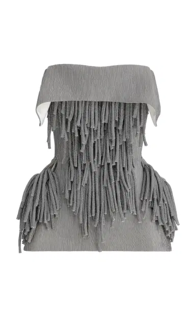 Maticevski Utility Fringed Crinkled Crepe Strapless Peplum Top | Thumbnail 1 Maticevski Utility Fringed Crinkled Crepe Strapless Peplum Top | Thumbnail 1