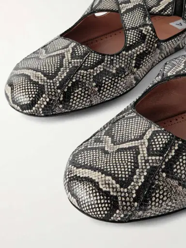 Alaïa Criss Cross Leather-trimmed Snakeskin Ballet Flats | Thumbnail 4 Alaïa Criss Cross Leather-trimmed Snakeskin Ballet Flats | Thumbnail 4