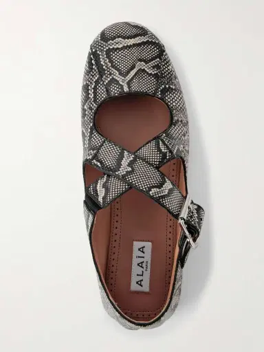Alaïa Criss Cross Leather-trimmed Snakeskin Ballet Flats | Thumbnail 5 Alaïa Criss Cross Leather-trimmed Snakeskin Ballet Flats | Thumbnail 5