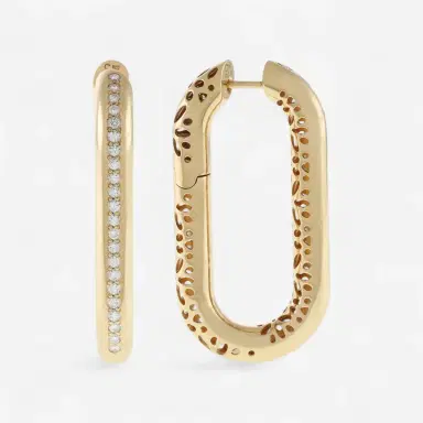 Crivelli Crivelli 18K Yellow Gold Diamond Oval Pave Elongated Hoop Earrings by The Solist | Thumbnail 2 Crivelli Crivelli 18K Yellow Gold Diamond Oval Pave Elongated Hoop Earrings by The Solist | Thumbnail 2