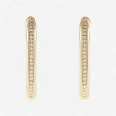 Crivelli Crivelli 18K Yellow Gold Diamond Oval Pave Elongated Hoop Earrings by The Solist | Thumbnail 3 Crivelli Crivelli 18K Yellow Gold Diamond Oval Pave Elongated Hoop Earrings by The Solist | Thumbnail 3