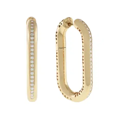 Crivelli Crivelli 18K Yellow Gold Diamond Oval Pave Elongated Hoop Earrings by The Solist | Thumbnail 1 Crivelli Crivelli 18K Yellow Gold Diamond Oval Pave Elongated Hoop Earrings by The Solist | Thumbnail 1
