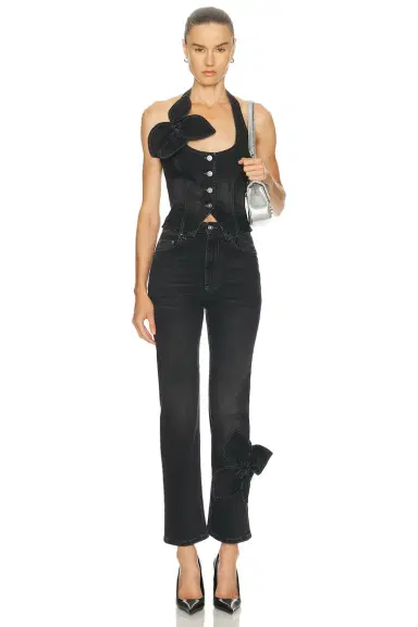 AREA Denim Bow Halter Top | Thumbnail 5 AREA Denim Bow Halter Top | Thumbnail 5
